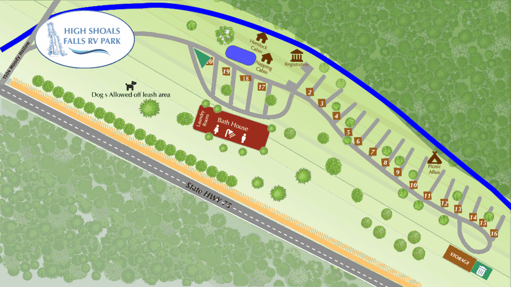High Shoals Falls RV Park Site Map